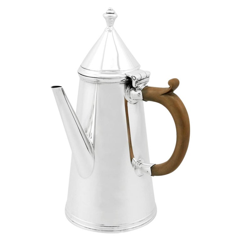 Antique 1910s Sterling Silver Coffee Pot For Sale
