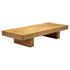 Scandinavian Solid Oak Coffee Table, Sweden, 1960s