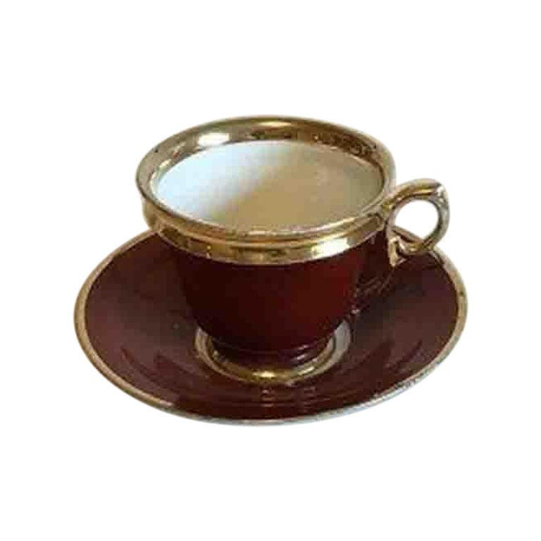 Carl Tielsch / Altwasser Dark Red Coffee Cup with Gold, from 1875-1909