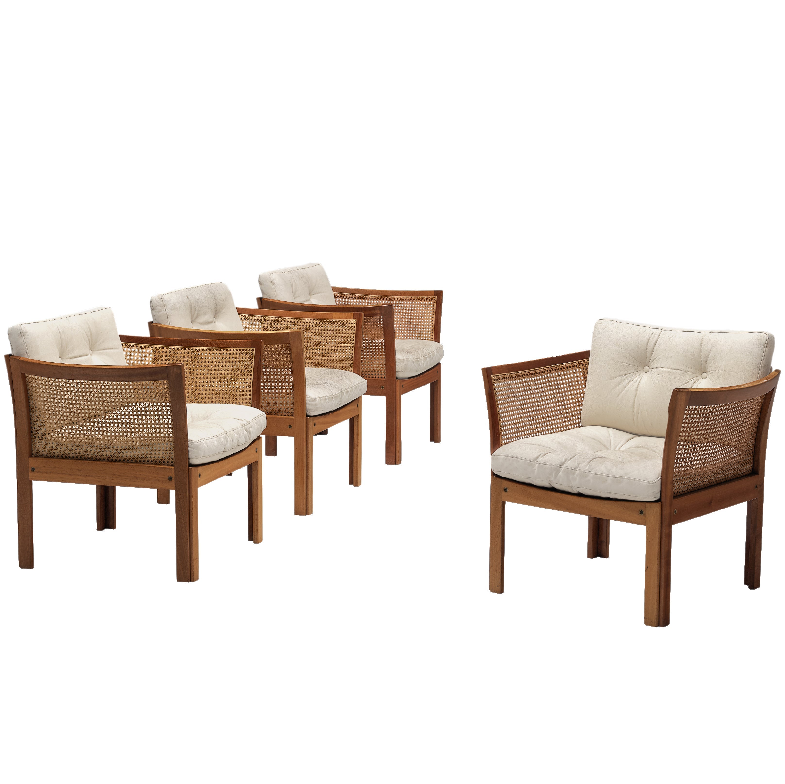 Illum Wikkelsø Set of Four Lounge Chairs in Mahogany and Cane