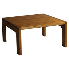 Danish Modern Solid Square Pine Coffee Table, Made in 1970s
