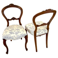 Quality Pair of Antique Victorian Walnut Side Chairs