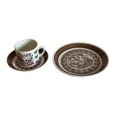 Bjorn Wiinblad, Nymolle February Month Cup No 3513, Saucer & Cake Plate No 3520