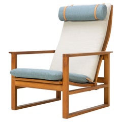 Danish Modern Sled Lounge Chair Mod. 2254 by Børge Mogensen Fredericia Oak 1960s
