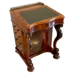 Davenport de madera de palisandro antiguo victoriano de calidad