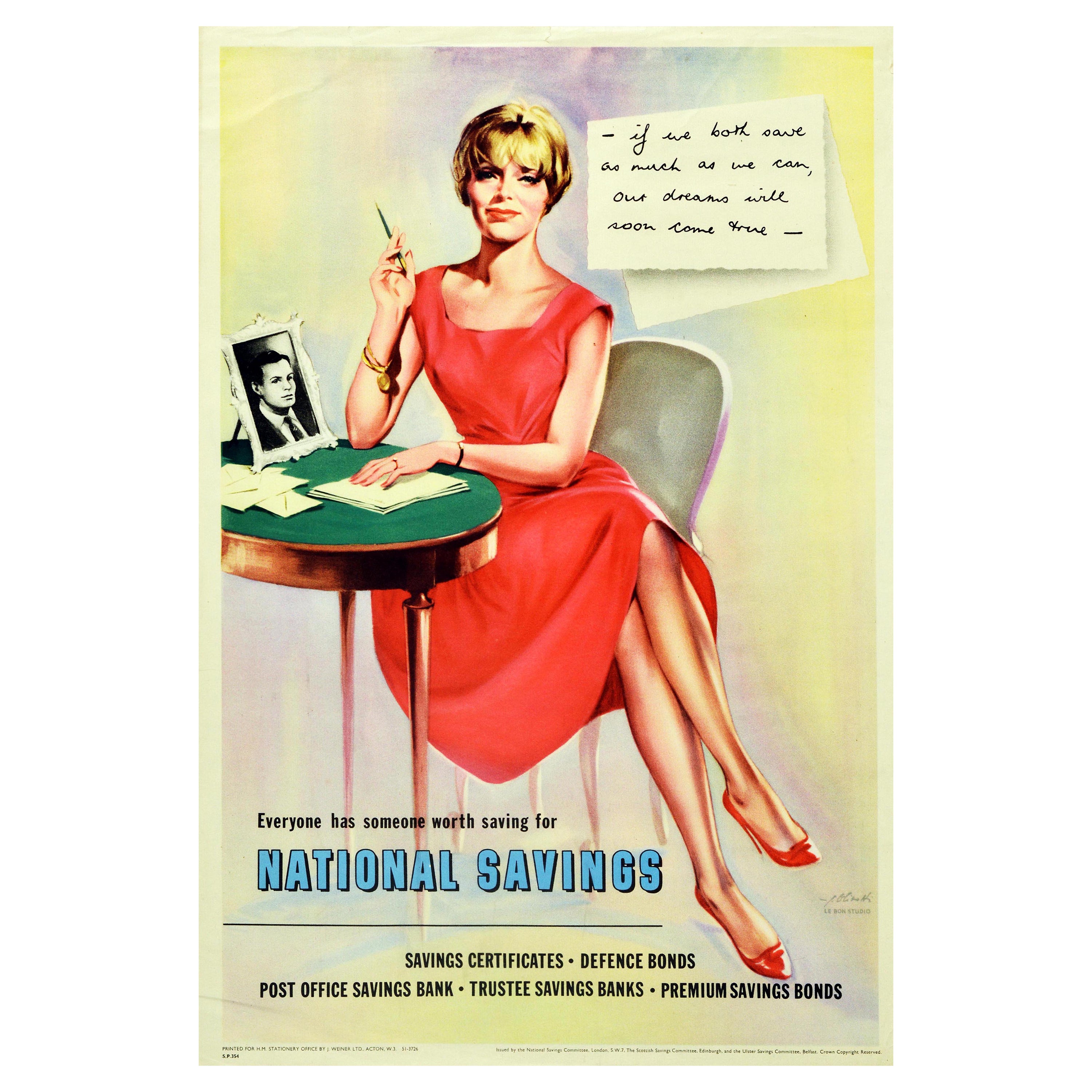 Original Vintage Poster National Savings Premium Bonds Dreams Come True Letter For Sale