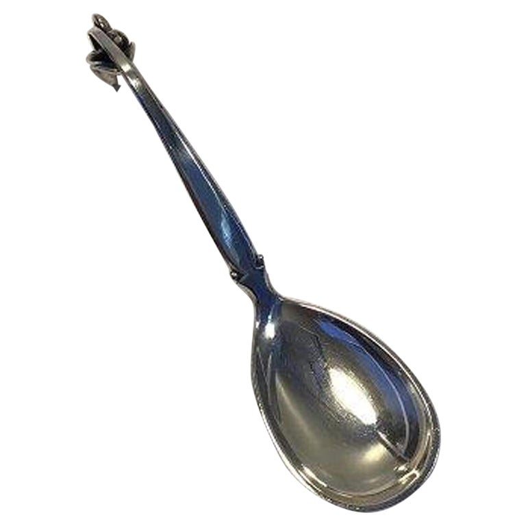 Horsens Sølv Ornamental Silver Compote Spoon For Sale