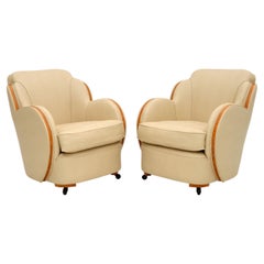 Pair of Art Deco Burr Maple Cloud Back Armchairs by Epstein