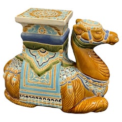 Patio Decoration Ceramic Hollywood Regency Camel Garden Stool or Side Table