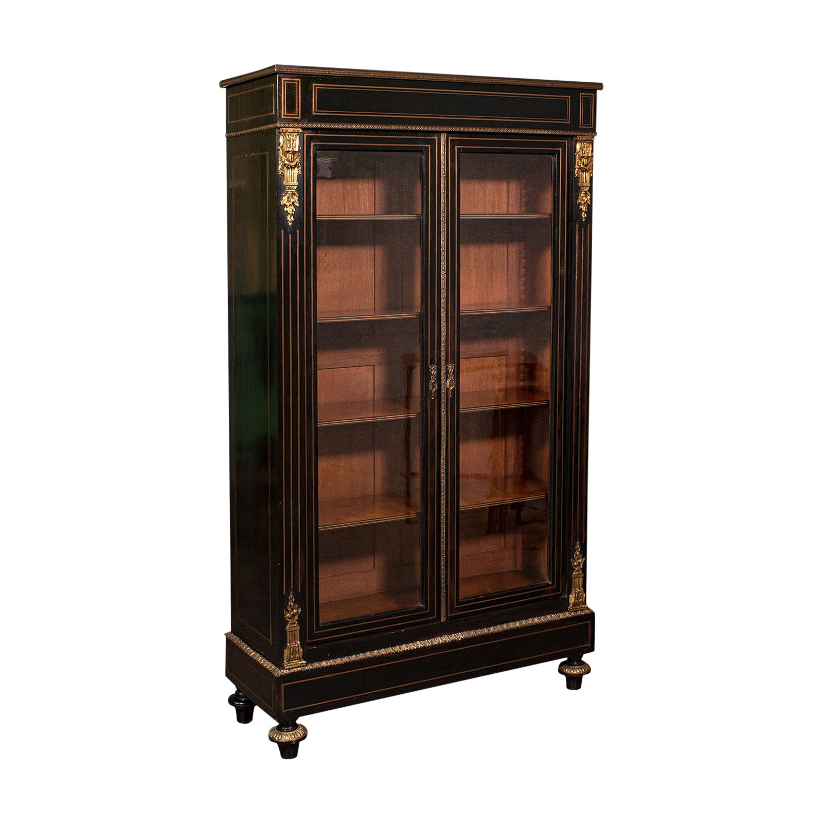 Tall Antique Vitrine Cabinet, English, Display Case, Bookcase, Regency, C.1830