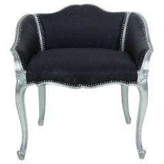 French Louis XV Style Silvered Low Back Vanity Chair
