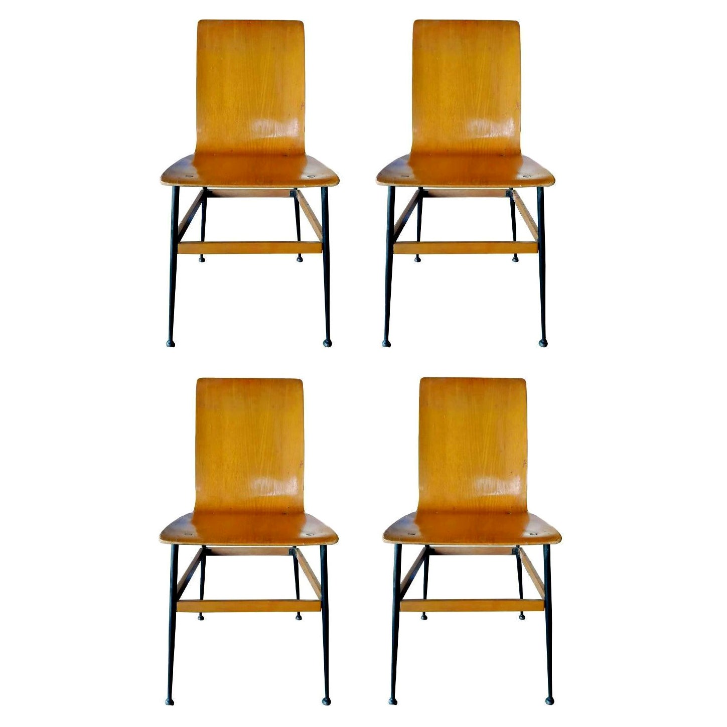 Lot of Four Chairs Design Eugenia Alberti Reggio & Rinaldo Scaioli, 1960s
