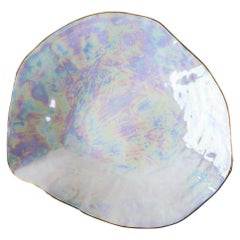 Indulge Nº6/ Iridescent + Golden Rim / Large Plate, Handmade Porcelain Tableware