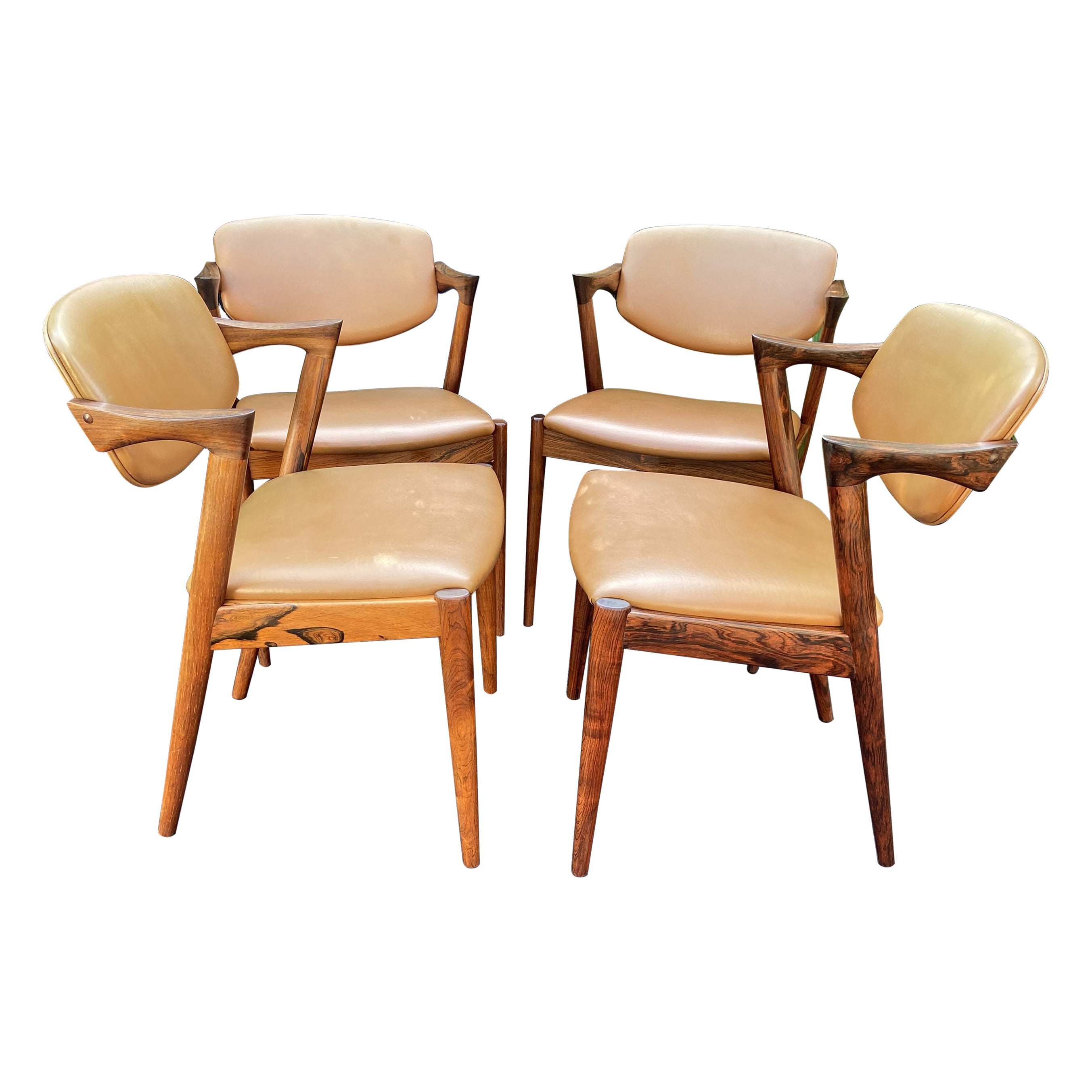 Set of Four Santos Rosewood Model 42 Chairs by Kai Kristiansen