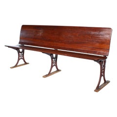 Antique 6 Foot Folding Train Station Bench