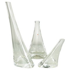 Set of 3 Crystal Vases by Angelo Mangiarotti for Cristalleria Colle, 80s