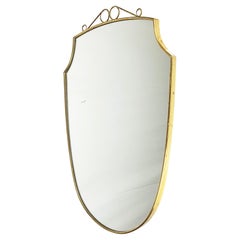Italian Wood, Brass & Mirrored Glass Mid-Century Modern Wall Mirror