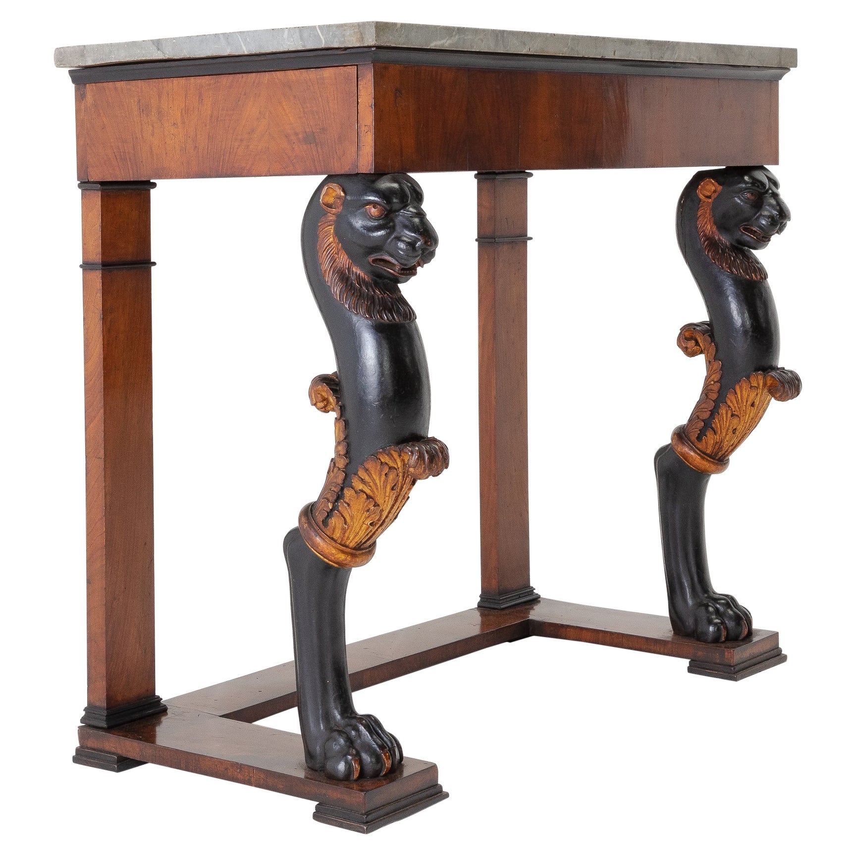 Early 19th Century Walnut Console Table with Marble Top