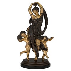 French 19th Century Louis XVI St. Ormolu and Patinated Bronze Statue
