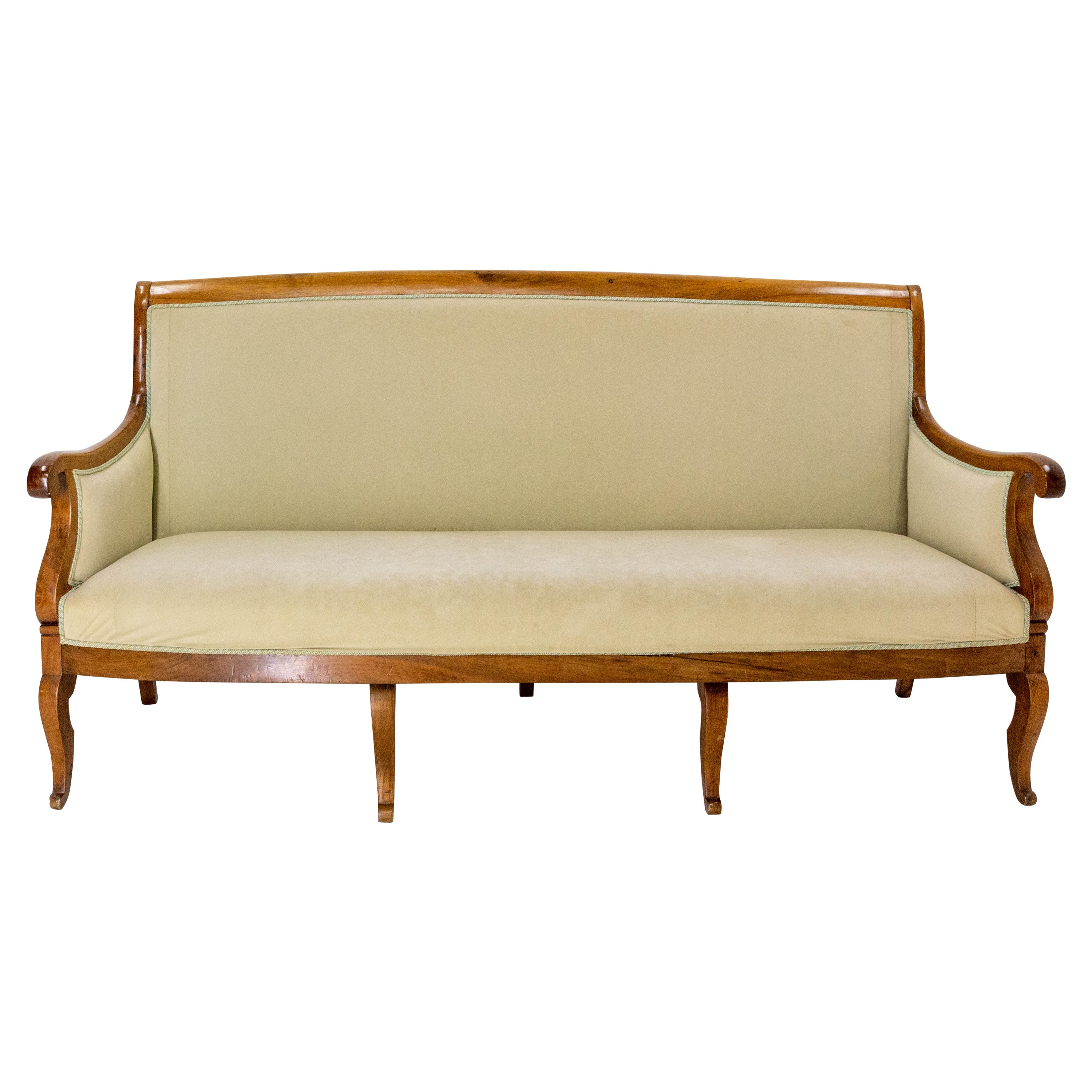 French Louis Philippe Walnut Sofa or Banquette French 19 th Midcentury