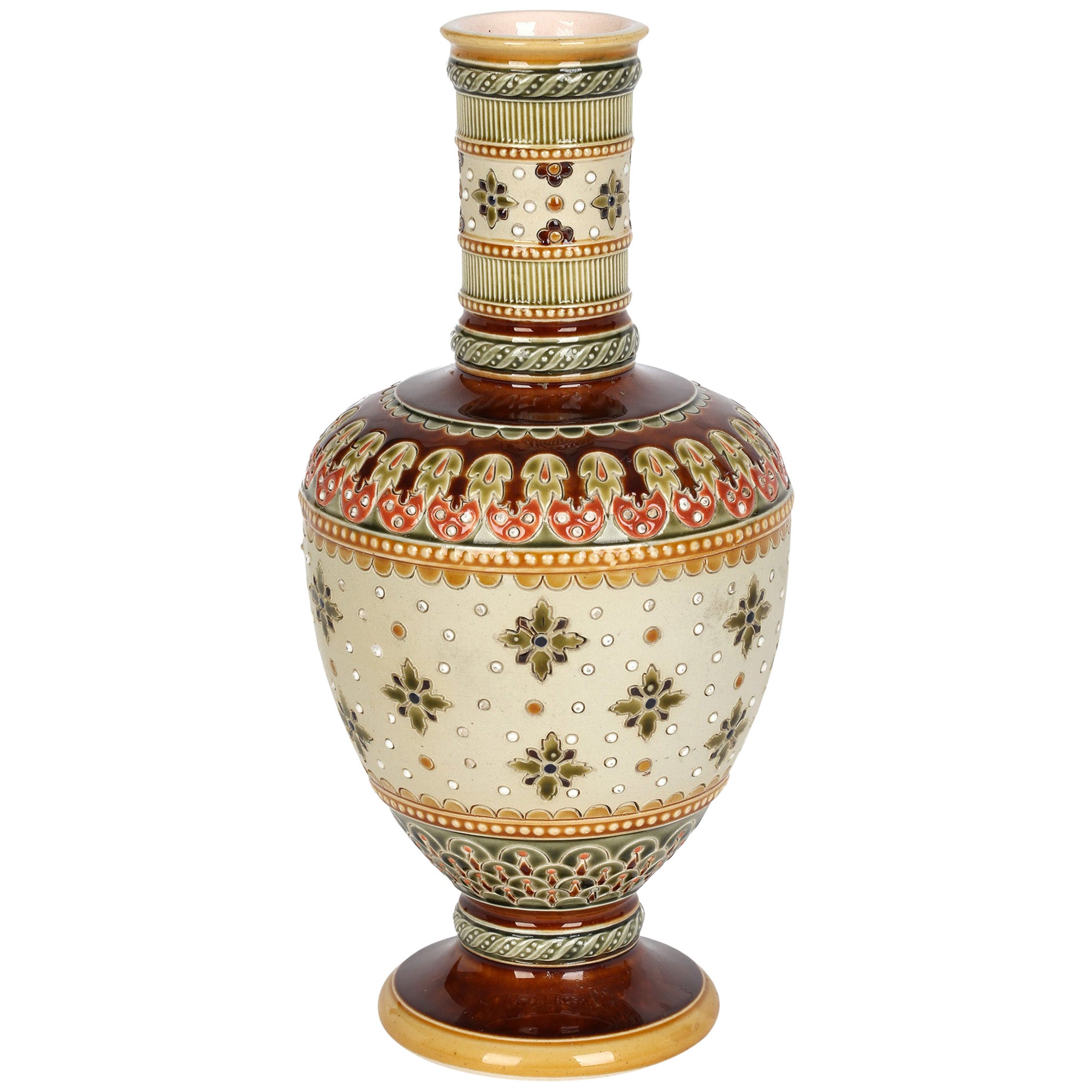 Villeroy Boch Mettlach Art Nouveau Stoneware Pedestal Vase