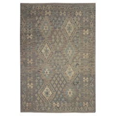 Tapis Kilim gris Tapis traditionnel Tapis Kilim de style scandinave en laine marron