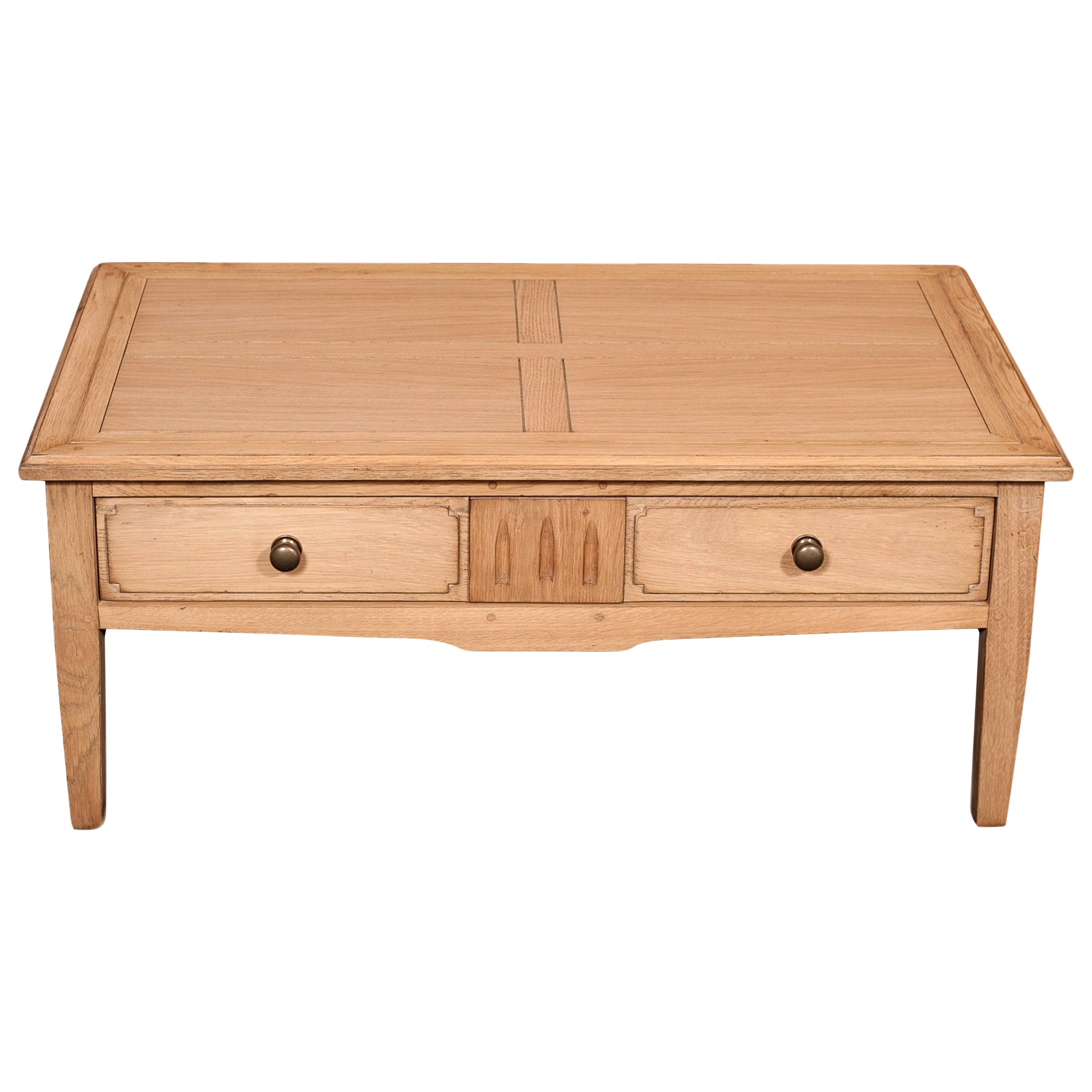 French Directoire Oak Coffee Table, Countryside Style Finish, Drawer For Sale