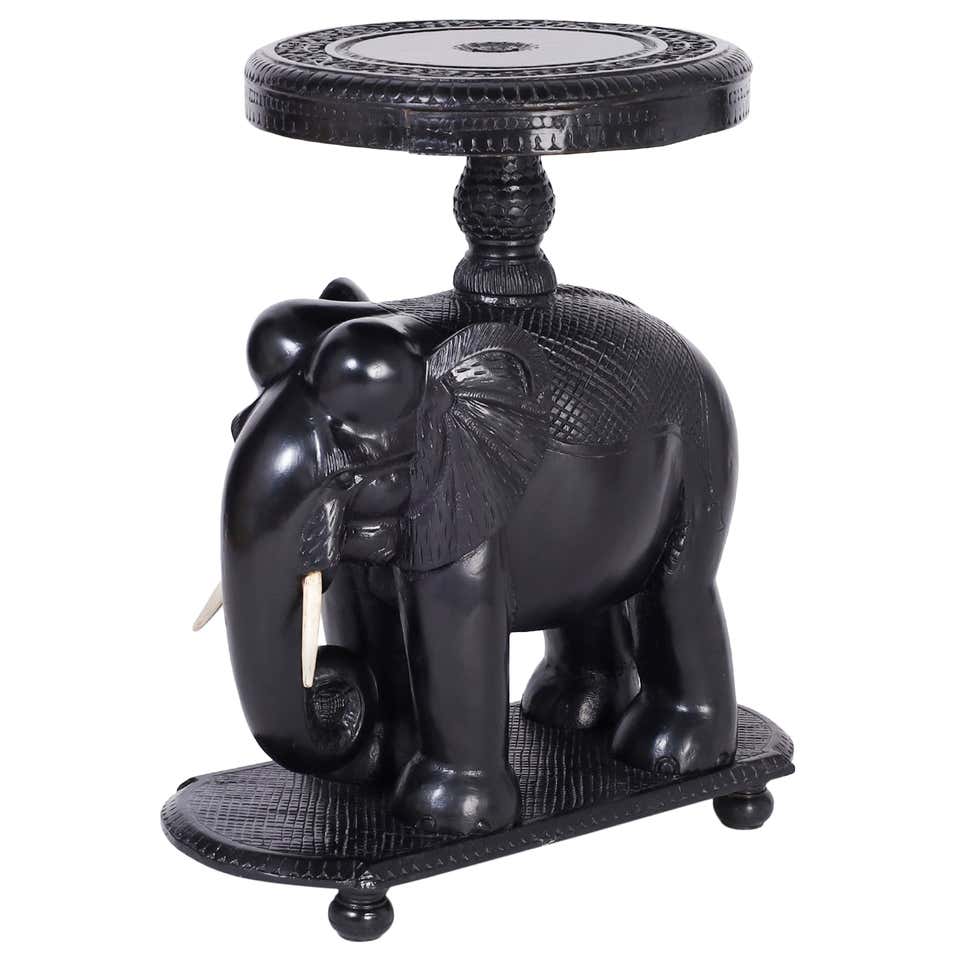 Anglo-Indian Solid Rosewood Elephant Table with Bone Inlay at 1stDibs
