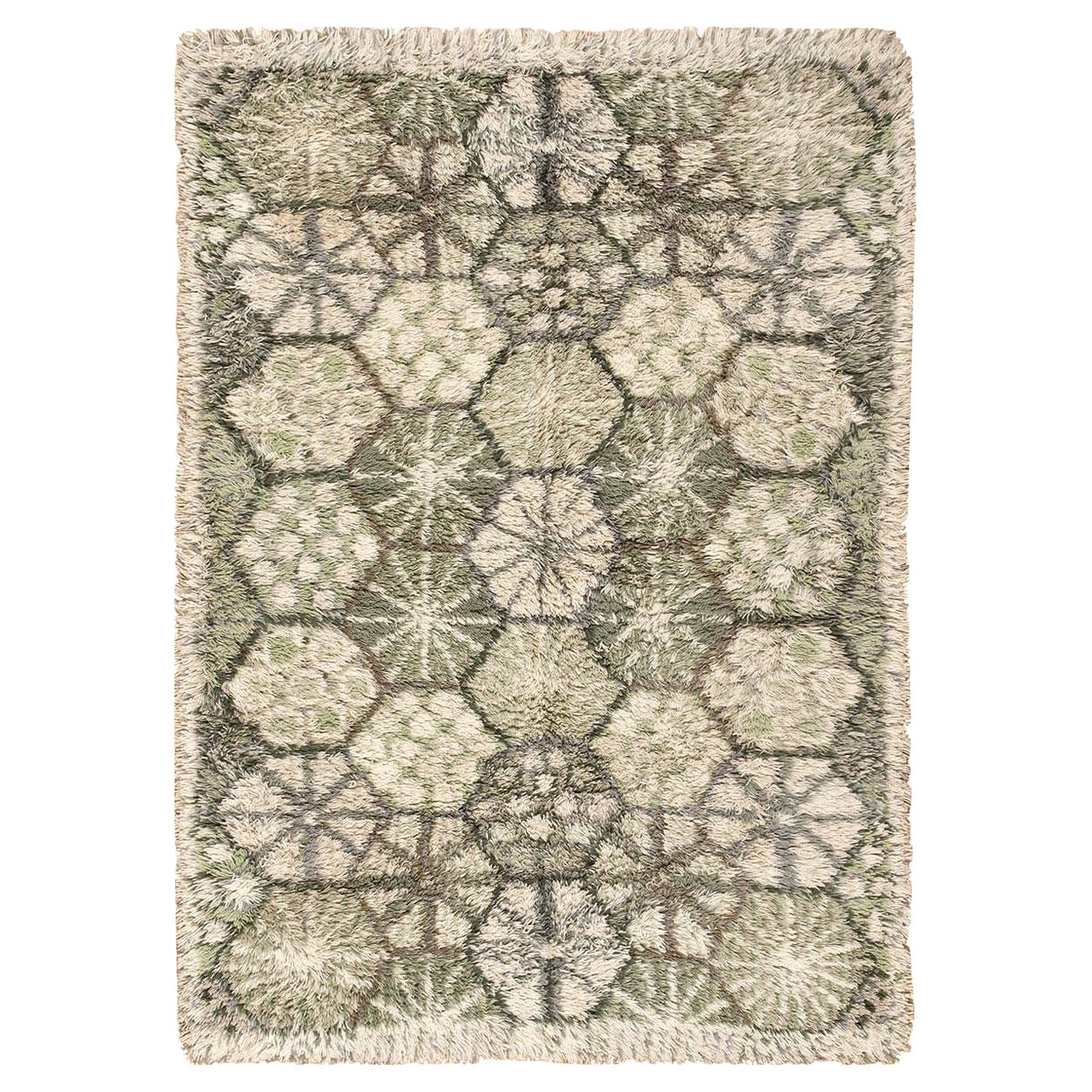 Alfombra sueca vintage Rya. Tamaño: 1,8 m x 1,8 m en venta
