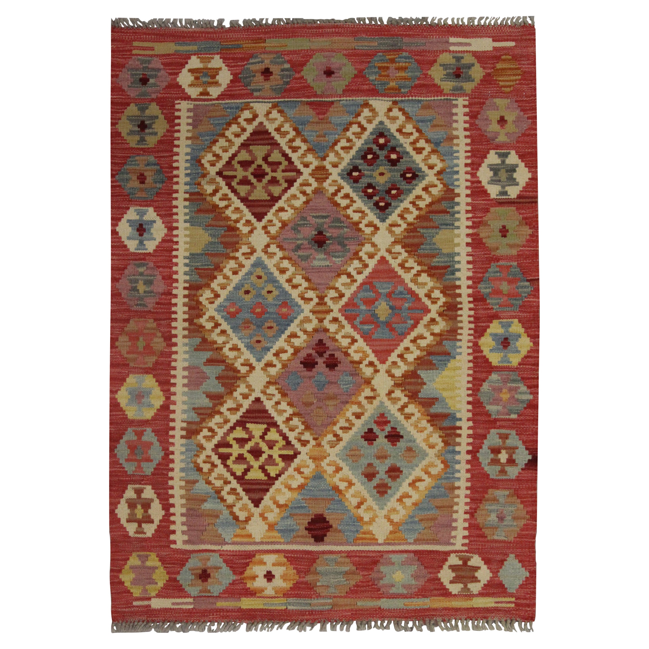 Rust Red Kilim Rug Wool Kilim New Traditional Organic Wool Carpet