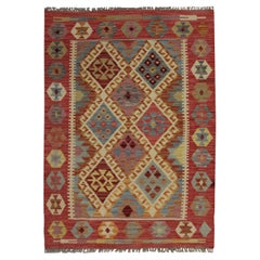 Rust Red Kilim Rug Wool Kilim New Traditional Organic Wool Carpet