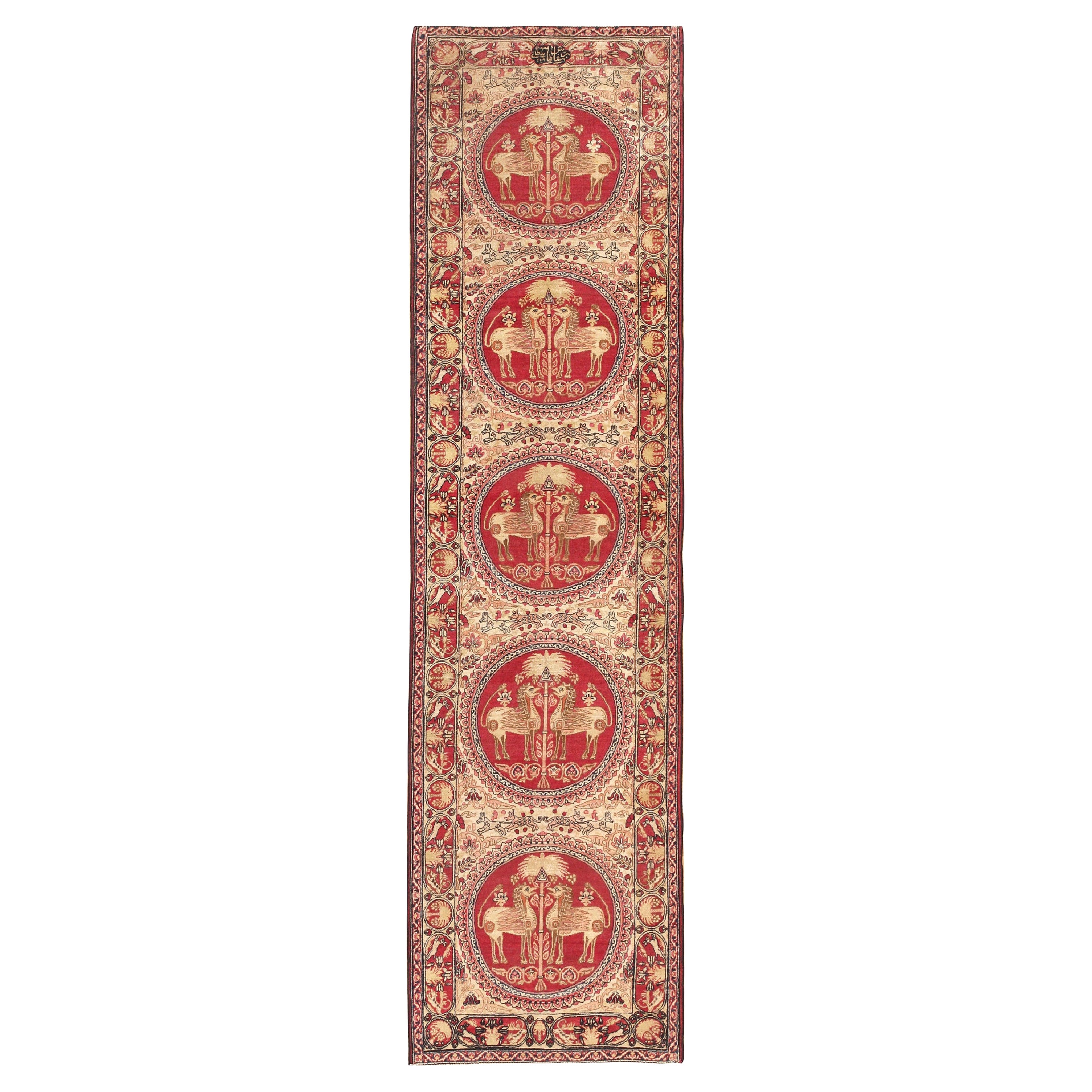 Antique Persian Kerman Runner. Size: 3 ft x 11 ft For Sale