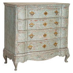 Antique Baroque Chest of Drawers with Blue Painted Finish