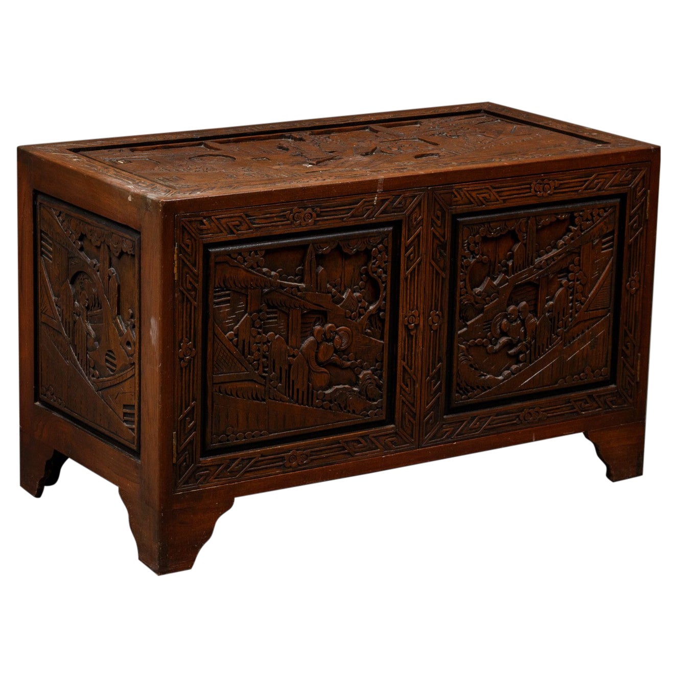 Chest, China, Camphor Wood Richly Carved  For Sale