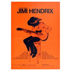 Original Vintage Poster A Film About Jimi Hendrix Guitar Music Festival Concerts