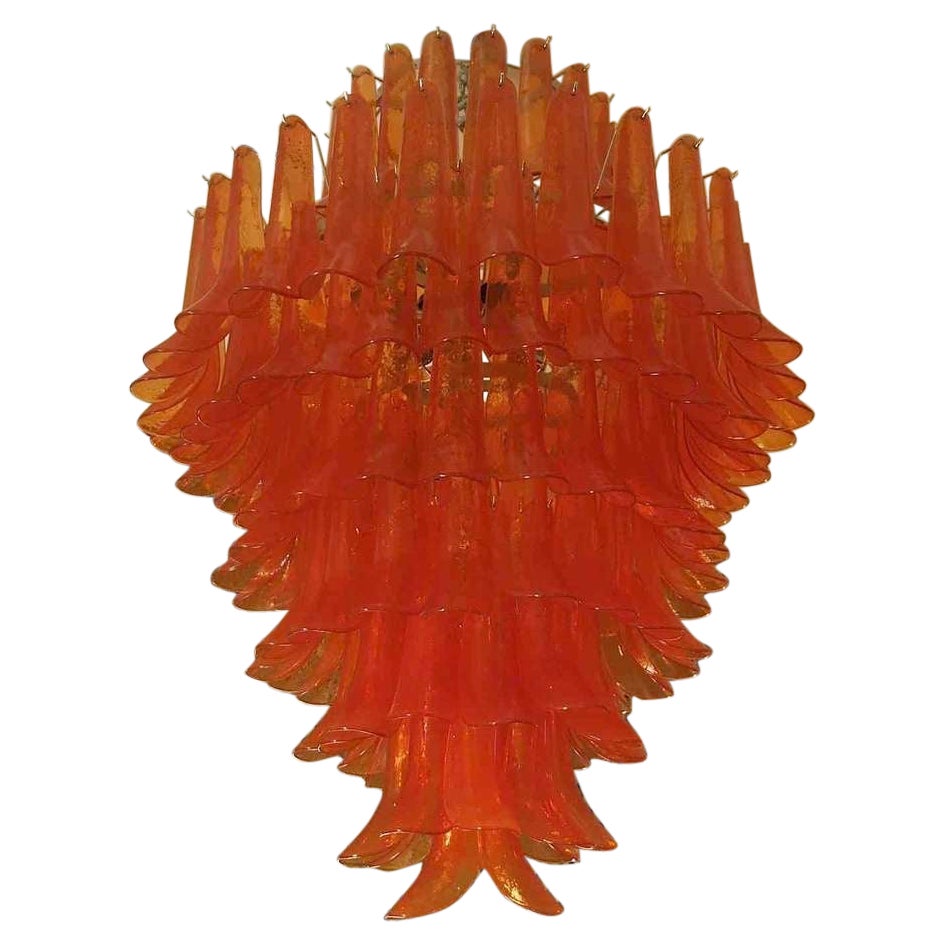 In the style of Gruppo Luce for La Murrina Orange Color Chandelier, circa 2010’s