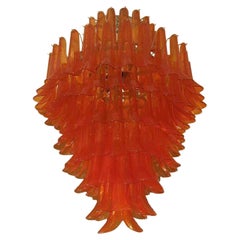 In the style of Gruppo Luce for La Murrina Orange Color Chandelier, circa 2010’s