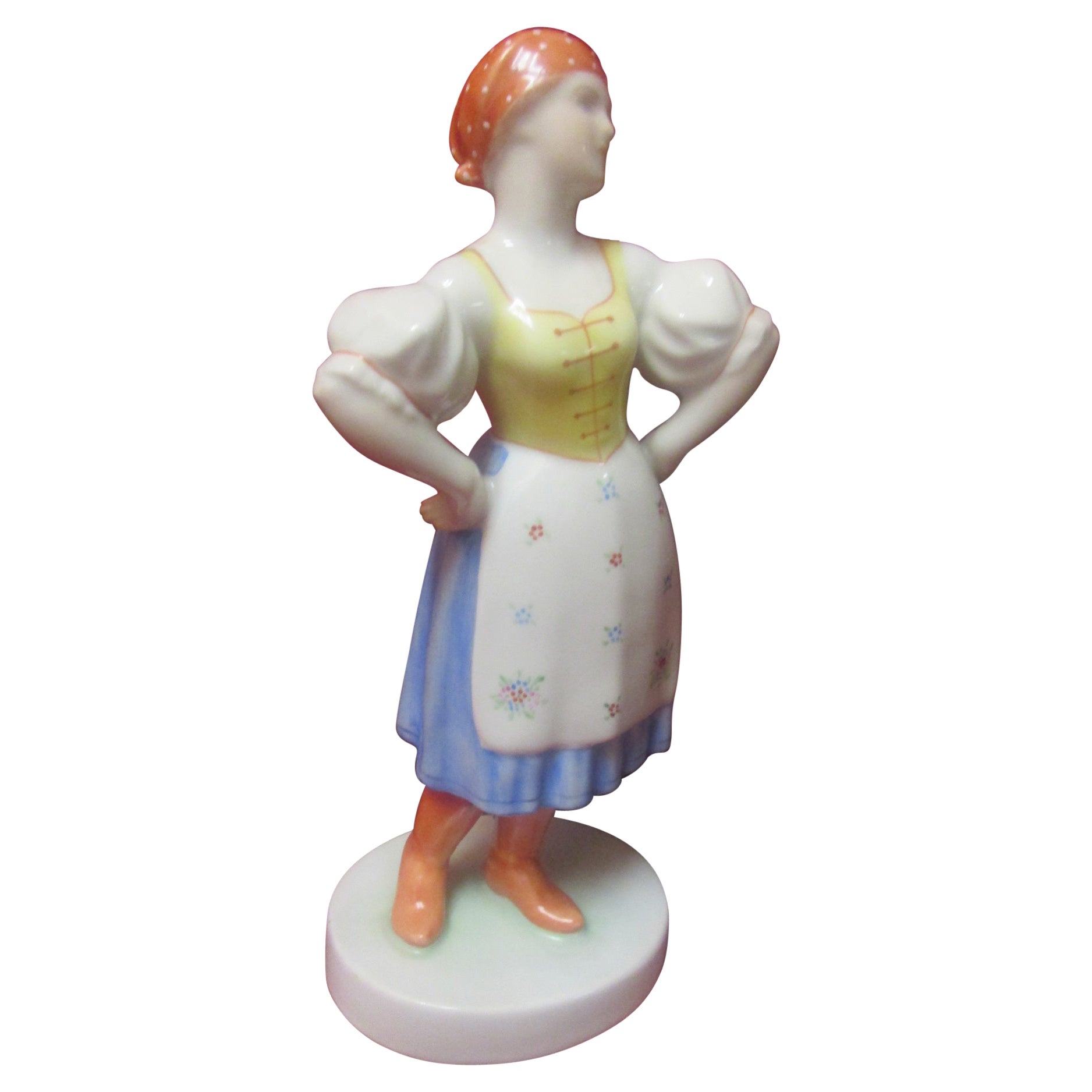 Herend Porcelain Hungarian Vintage Folk Peasant Figurine For Sale