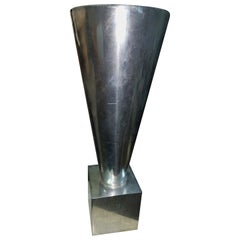 Cast Aluminum Conical Sculpture Vase Urn Artist Signed