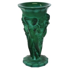 Vintage Schlevogt Art Deco 'Grape Harvest' Vase