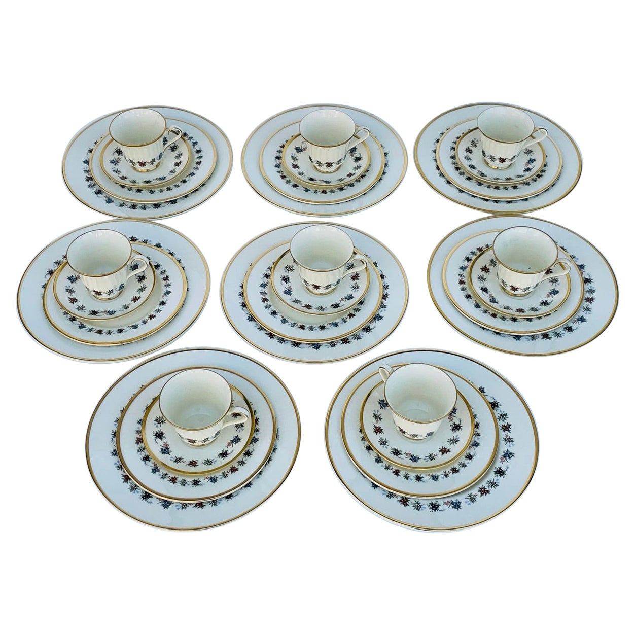 Minton Mirabeau Dining, Salad, Saucer Plates & Cups 8 For Sale