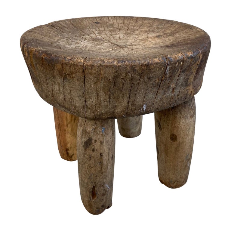 Andrianna Shamaris Antique African Wooden Wabi Sabi Side Table or Stool