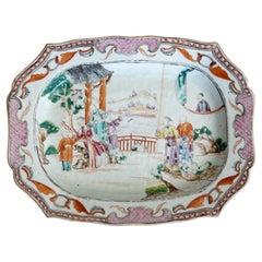 Chinese Export Chamfered Rectangular 18th Century Platter