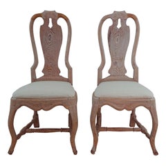 Pair of 18th Century Swedish Rococo Chairs Originalpaint