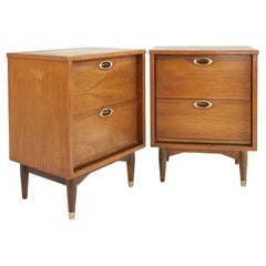 Mainline by Hooker Mid Century Walnut Nightstands, a Pair