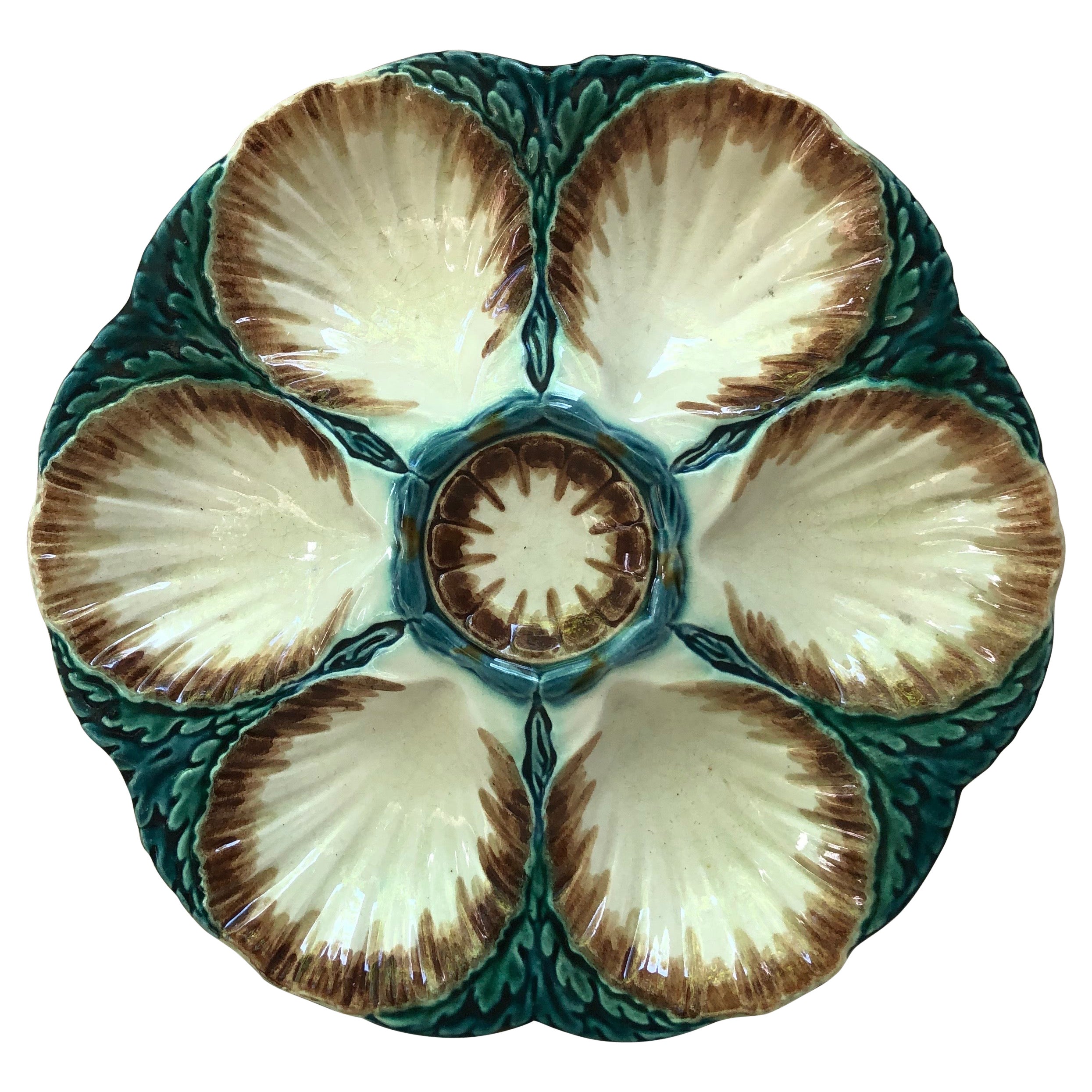 Majolica Oyster Plate Sarreguemines, circa 1880