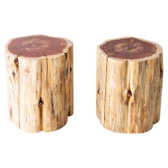 Mesas grandes para exterior con tocón de árbol, natural
