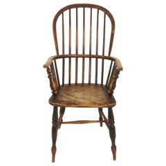 Antique Victorian Chair, Ash + Elm, Windsor Arm Chair, Scotland 1840