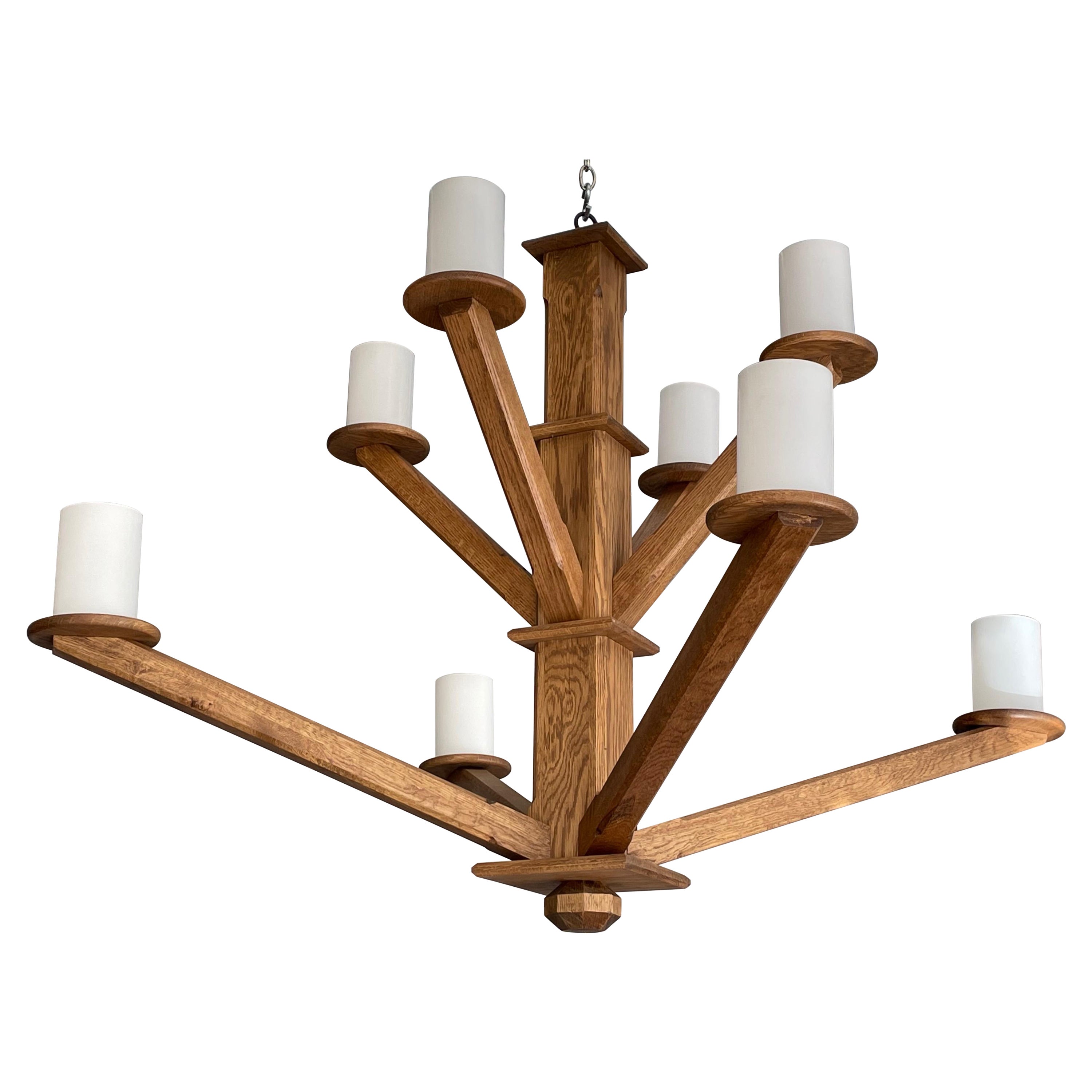 Large Tiered Wood Chandelier For Sale