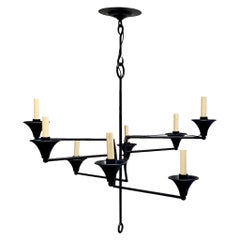 Swedish Mid Century Wrought Iron Chandelier